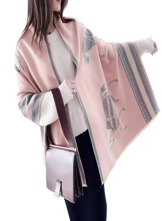 EXTREE Scarfs for Women Pashmina Silky Shawl Wrap for Evening Dressing Horse Scarf Blanket Open Front Poncho Cape