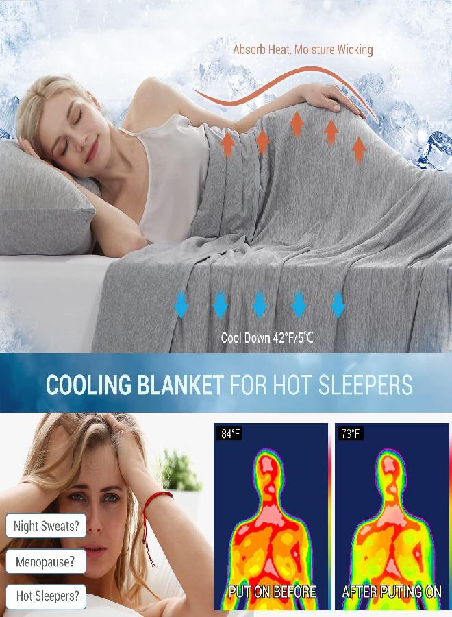 Marchpower Cooling Blanket Queen Size for Hot Sleepers, Arc-Chill Cooling Blanket with Double-Sided Design, Japanese Cooling Fiber Absorbs Body Heat, Lightweight Soft Cold Blanket for Sleeping Summer
