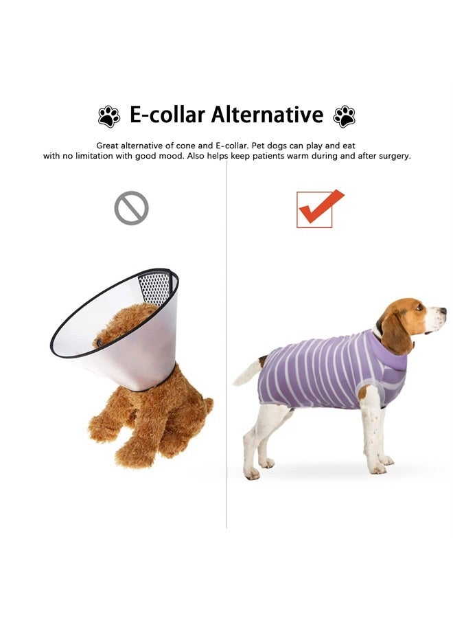 Recovery Suit for Dogs,Dog Surgical Recovery Suit for Female Male Abdominal Wounds Spay or Skin Diseases,Cone E-Collars Alternatives, Anti-Licking Pet Vest Post Surgery (XL, Purple Stripe)