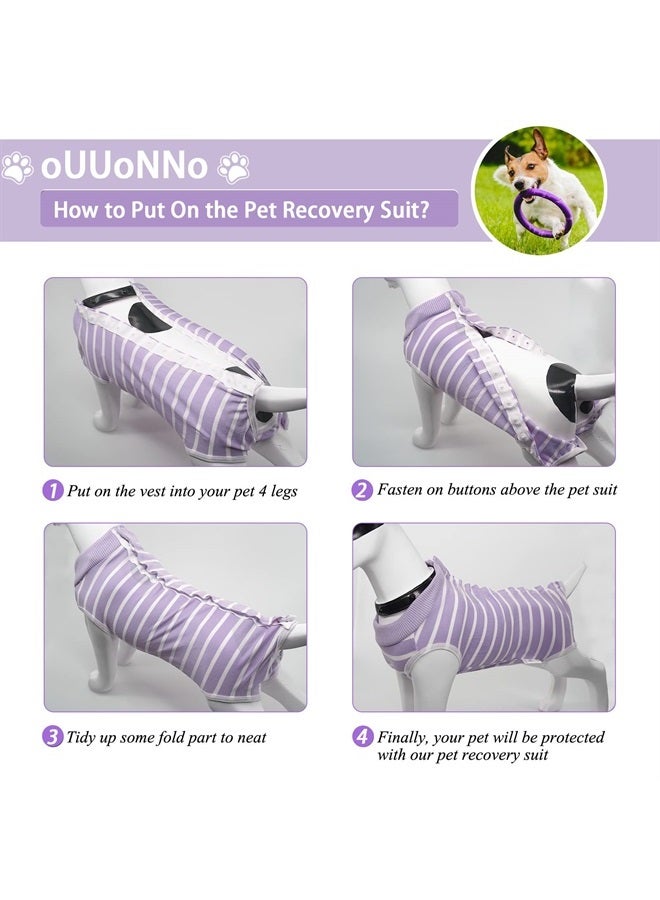 Recovery Suit for Dogs,Dog Surgical Recovery Suit for Female Male Abdominal Wounds Spay or Skin Diseases,Cone E-Collars Alternatives, Anti-Licking Pet Vest Post Surgery (XS, Purple Stripe)