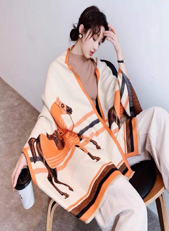 EXTREE Scarfs for Women Pashmina Silky Shawl Wrap for Evening Dressing Horse Scarf Blanket Open Front Poncho Cape