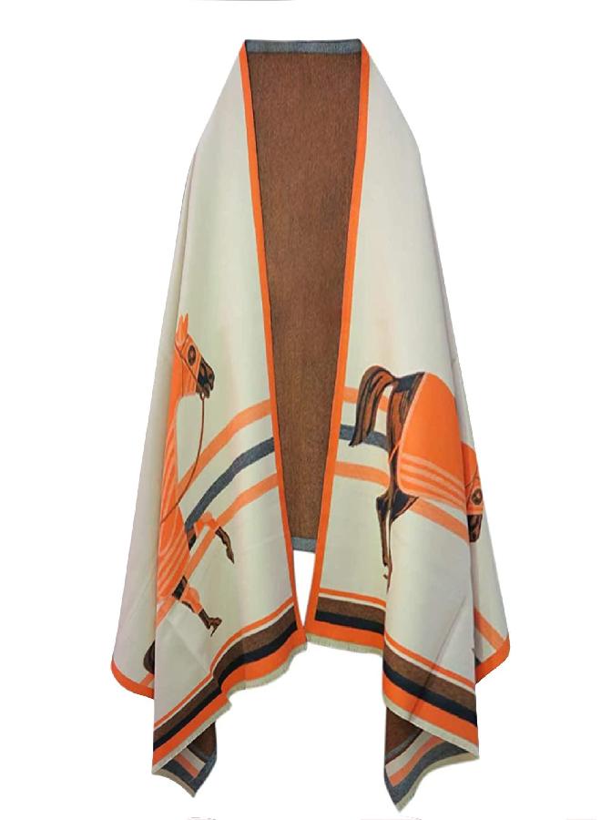 EXTREE Scarfs for Women Pashmina Silky Shawl Wrap for Evening Dressing Horse Scarf Blanket Open Front Poncho Cape