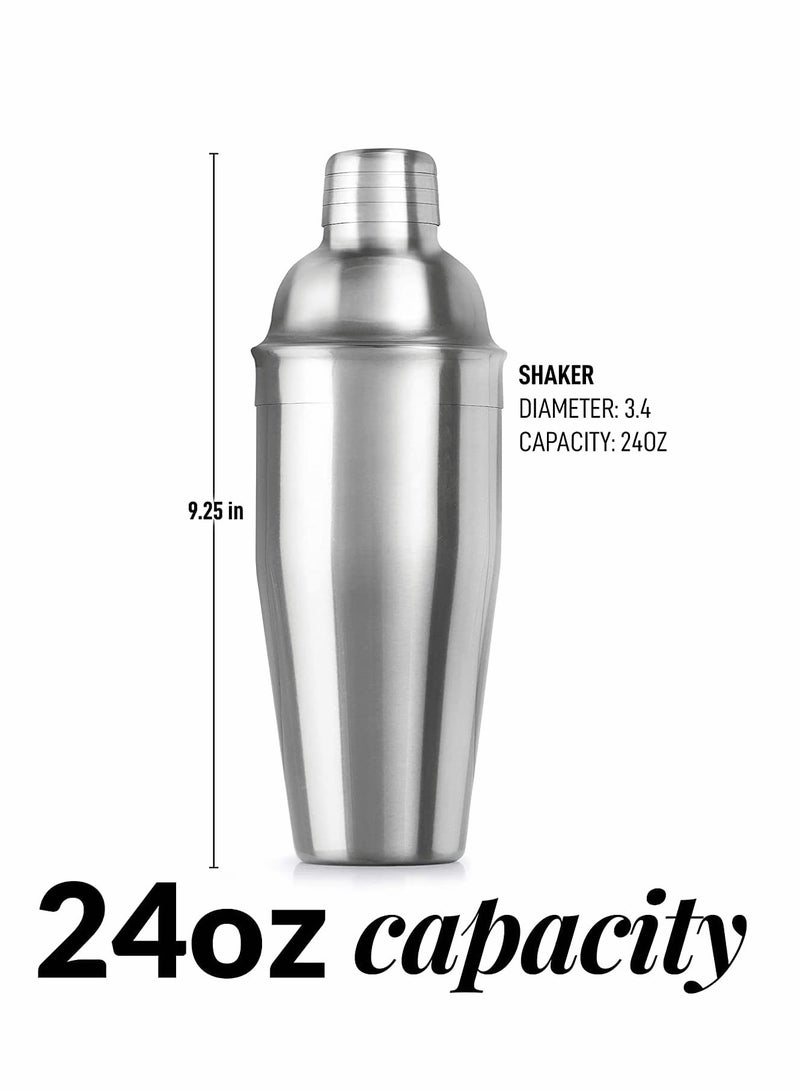 Stainless Steel Shaker, 24oz Summer Drink Shaker, Mixed Drink Shaker Built-In Strainer