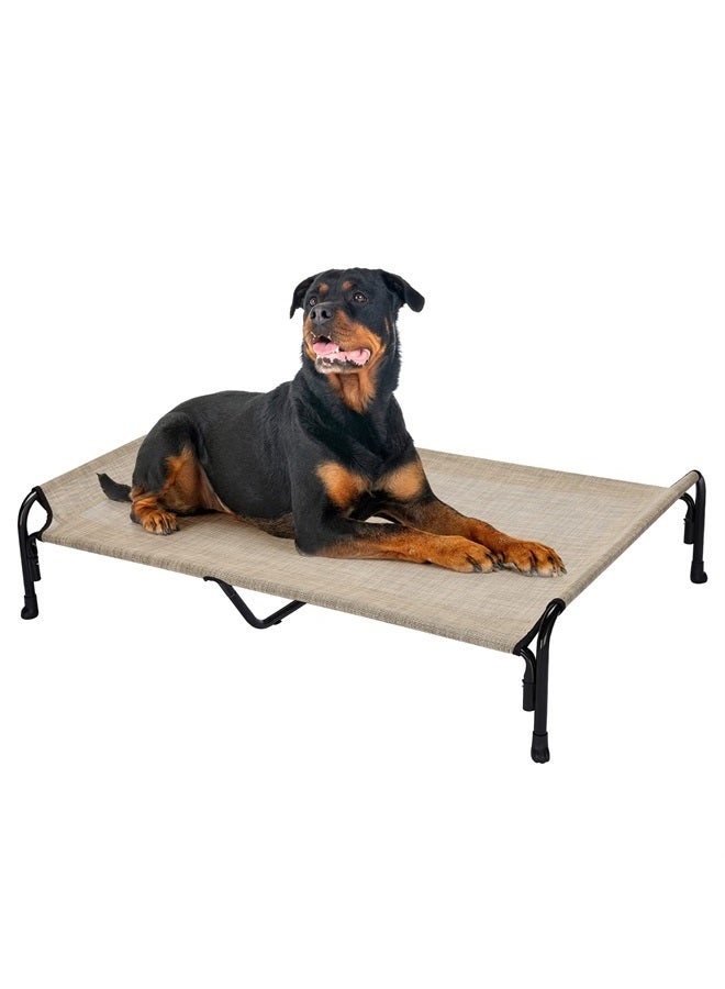 Elevated Dog Bed, Outdoor Raised Dog Cots Bed for Large Dogs, Cooling Camping Elevated Pet Bed with Slope Headrest for Indoor and Outdoor, Washable Breathable, XX-Large, Beige Coffee, CWC2204
