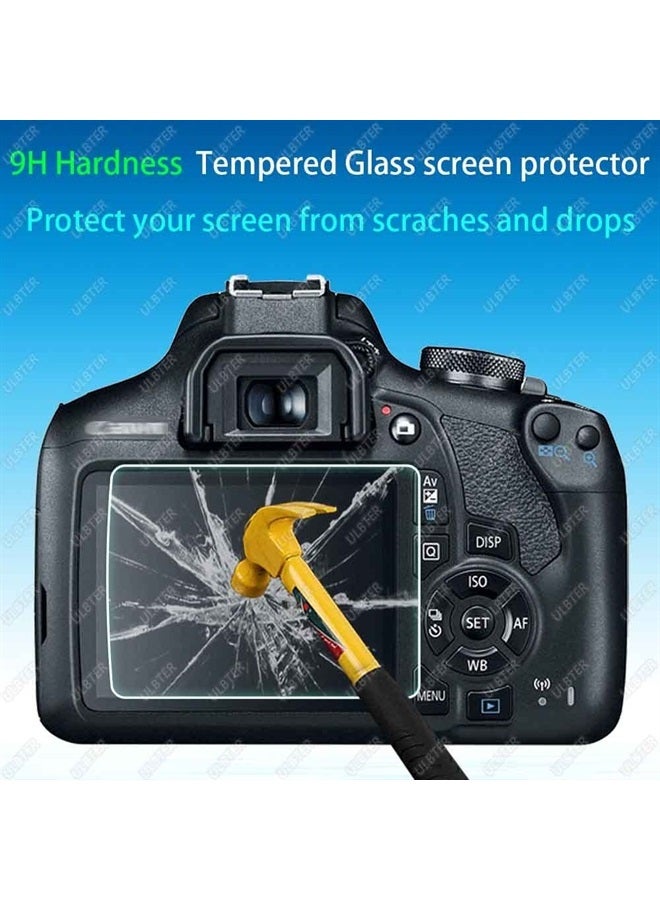 Rebel T7 T6 Screen Protector for Canon EOS Rebel T7 T6 T5 DSLR Camera & Hot Shoe Cover, [2+3Pack] 0.3mm 9H Hardness Tempered Glass Flim Anti-Scrach Anti-Fingerprint Anti-Bubble