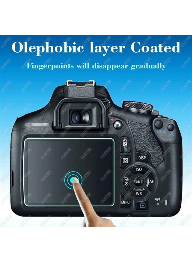 Rebel T7 T6 Screen Protector for Canon EOS Rebel T7 T6 T5 DSLR Camera & Hot Shoe Cover, [2+3Pack] 0.3mm 9H Hardness Tempered Glass Flim Anti-Scrach Anti-Fingerprint Anti-Bubble