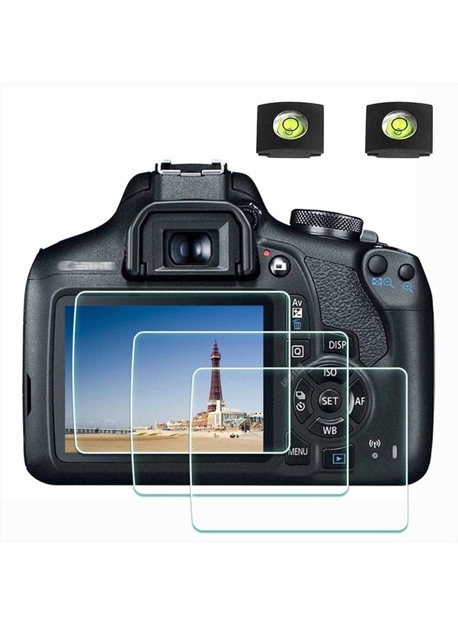 Rebel T7 T6 Screen Protector for Canon EOS Rebel T7 T6 T5 DSLR Camera & Hot Shoe Cover, [2+3Pack] 0.3mm 9H Hardness Tempered Glass Flim Anti-Scrach Anti-Fingerprint Anti-Bubble