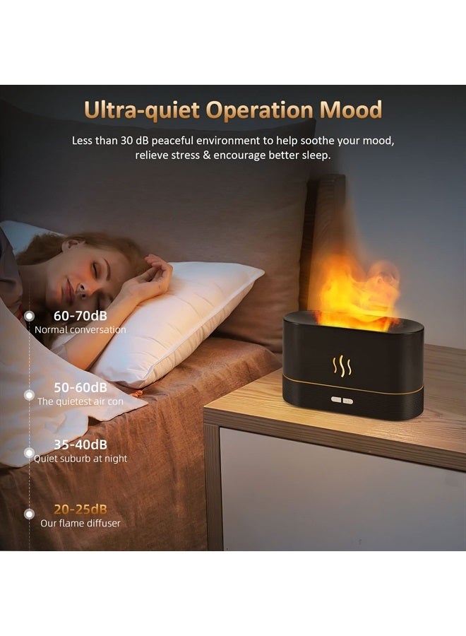 Flame Diffuser Humidifier-Auto Off 180ml Essential Oil Diffuser-2 Modes Brightness Aroma Humidifier with Fire Flame Effect for Home,Office,Spa,Gym(White)…