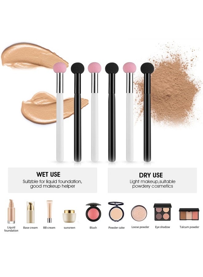 6 Pieces Sponge Makeup Applicator Mushroom Powder Puff with Handle Concealer Powder Brush Eye Makeup Eyeshadow Sponge Brush Washable Foundation Brushes for Women Girls