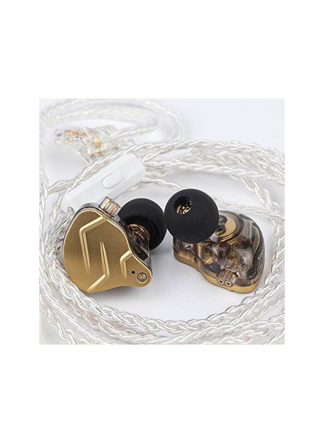 KZ ZSN Pro X Dual Driver 1BA+1DD Hybrid Metal Earphones HiFi in-Ear Monitor with Detachable 2Pin Cable, Zinc Alloy Faceplate (With Mic, Gold)