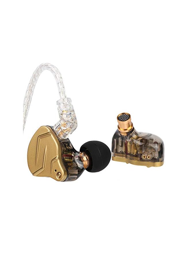 KZ ZSN Pro X Dual Driver 1BA+1DD Hybrid Metal Earphones HiFi in-Ear Monitor with Detachable 2Pin Cable, Zinc Alloy Faceplate (With Mic, Gold)