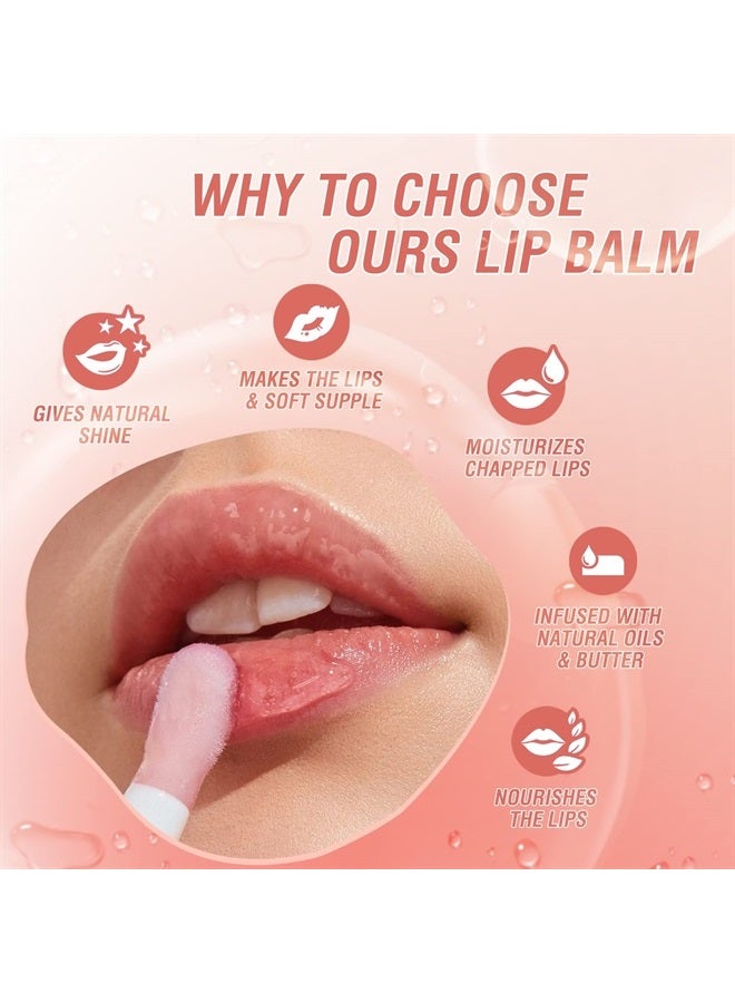 Plumping Lip Oil 4 Packs Hydrating Lip Glow Oil Fruit Extract Lip Gloss Moisturizing Lip Balm and Tinting for Dry Lips