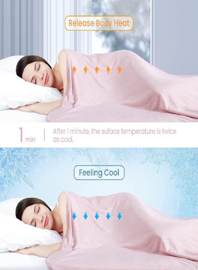 Elegear Cooling Blanket Absorbs Heat to Keep Adults/Children Cool on Warm Nights, Japanese Q-Max>0.4 Arc-Chill Cooling Fiber, Soft Twin Summer Cold Blanket for Hot Sleepers and Night Sweats - Pink