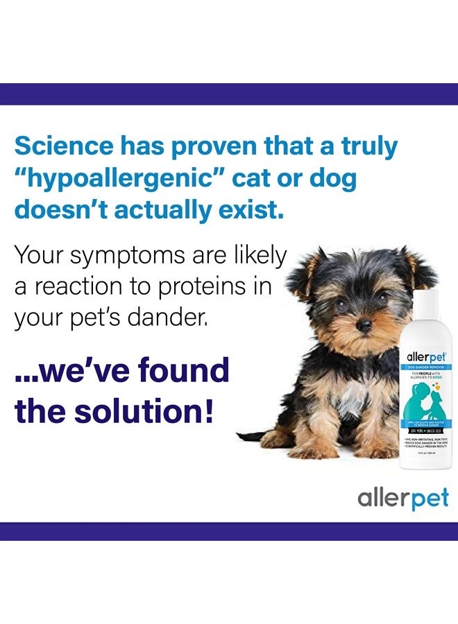 Dog Allergy Relief w/Free Applicator Mitt - Best Pet Dander Remover for Allergens - for Canine Dry Skin Treatment - Good for Fur & Skin - 2 Pack (12oz)