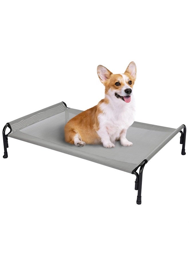 Elevated Dog Bed, Outdoor Raised Dog Cots Bed for Medium Dogs, Cooling Camping Elevated Pet Bed with Slope Headrest for Indoor and Outdoor, Washable Breathable, Medium, Grey, CWC2204