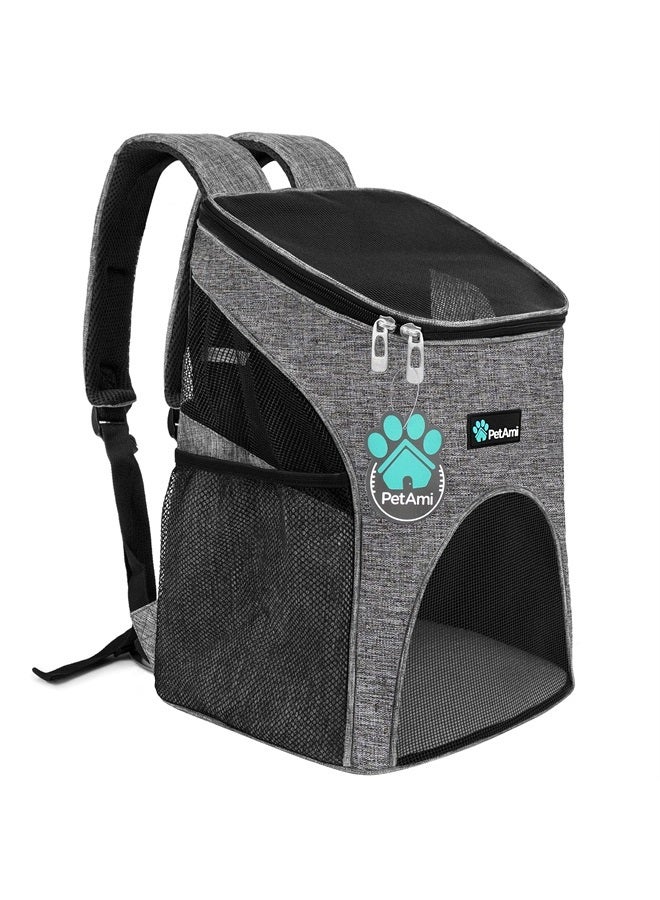 Premium Pet Carrier Backpack for Small Cats and Dogs | Ventilated Design, Safety Strap, Buckle Support | Designed for Travel, Hiking & Outdoor Use (Heather Gray)