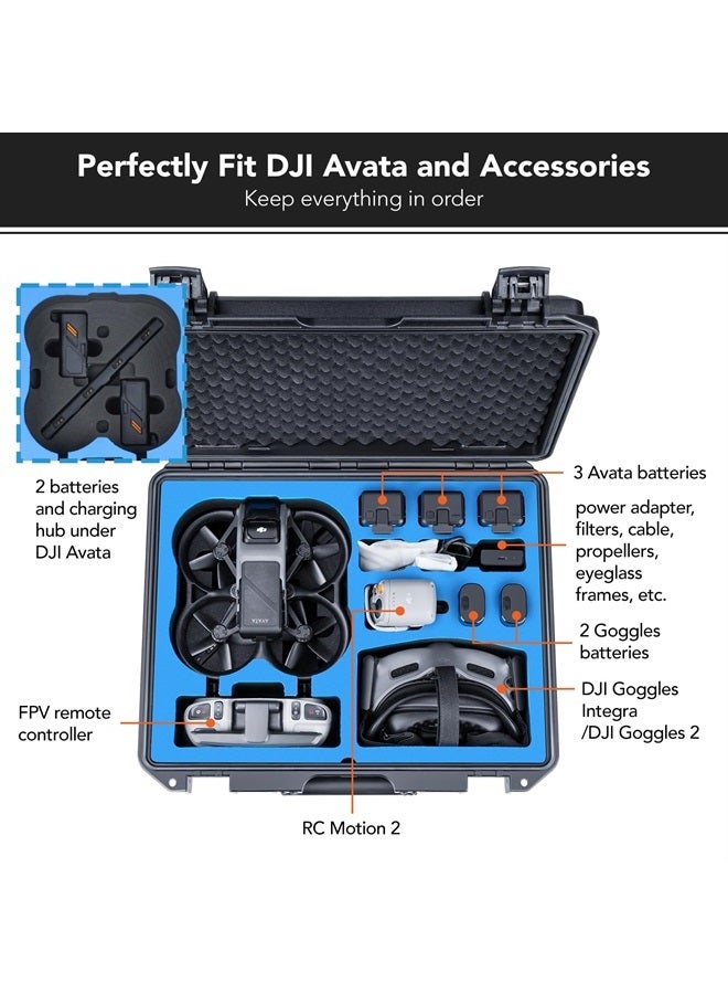 Titan AT110 Waterproof Hard Case for DJI Avata, Goggles 2/Goggles Integra, and FPV Remote Controller, Support up to 9 Avata batteries and 3 Goggles batteries [CASE ONLY]