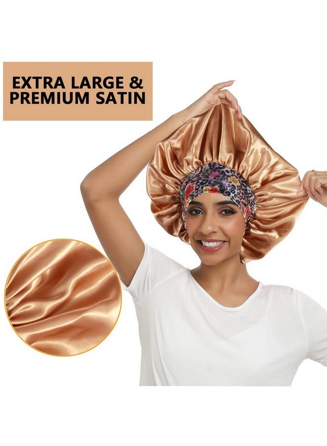 6Pcs Extra Large Satin Bonnets For Sleeping Hair Bonnets For Black Women Braids Curly Hair B