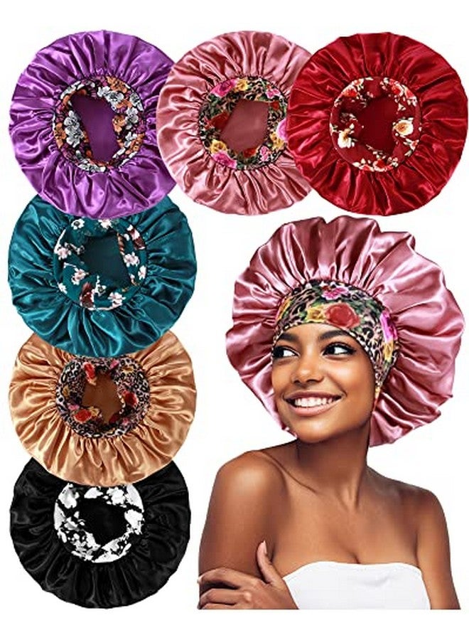 6Pcs Extra Large Satin Bonnets For Sleeping Hair Bonnets For Black Women Braids Curly Hair B