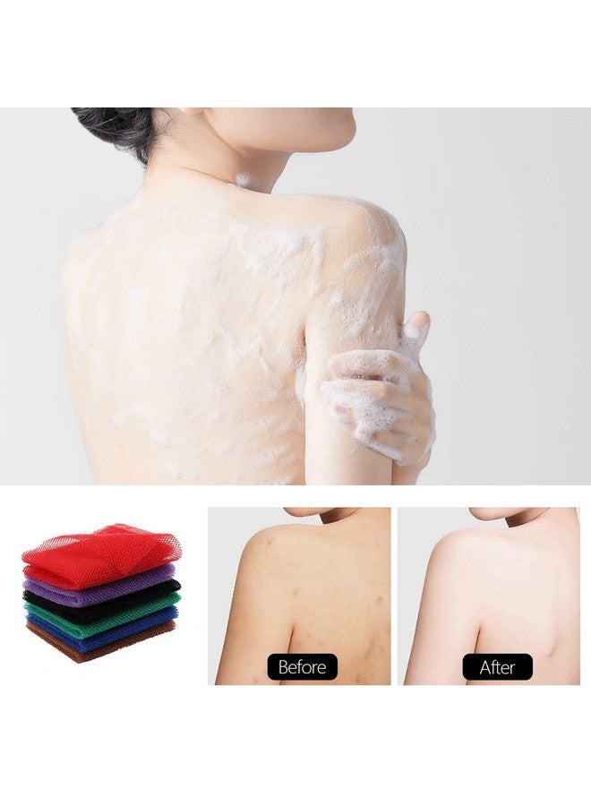 6 Pieces African Net Sponge Long African Exfoliating Net Shower Loofahs Bath Wash Cloth Scrubbing Net Body Scrubber Back Scrubber Skin Smoother