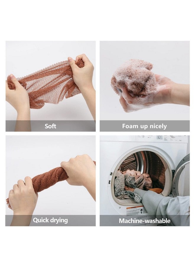 6 Pieces African Net Sponge Long African Exfoliating Net Shower Loofahs Bath Wash Cloth Scrubbing Net Body Scrubber Back Scrubber Skin Smoother