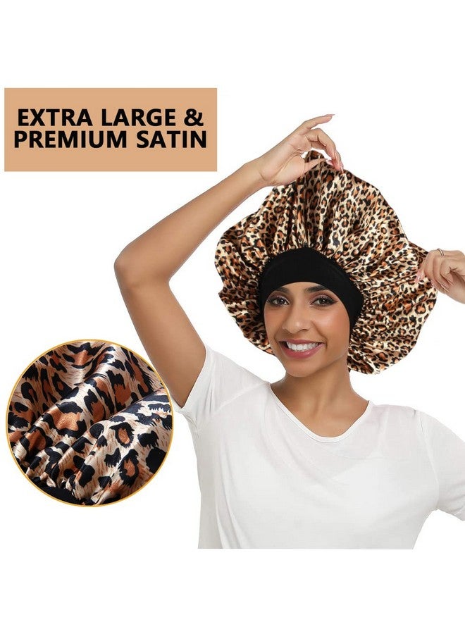 3Pcs Extra Large Satin Bonnets For Sleeping Hair Bonnets For Black Women Braids Curly Hair C