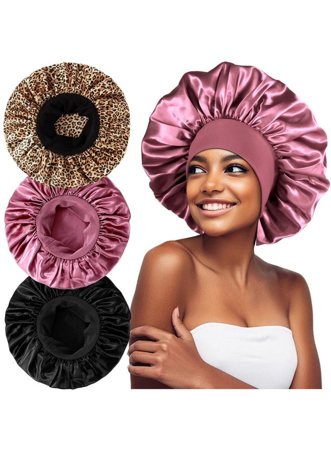 3Pcs Extra Large Satin Bonnets For Sleeping Hair Bonnets For Black Women Braids Curly Hair C