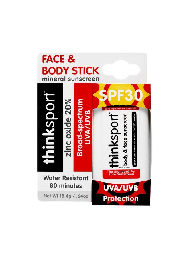 Sport Spf 30 Face & Body Mineral Sunscreen Stick Safe Natural Water Resistant Sun Cream Vegan Reef Friendly Uva/Uvb Sun Protection For Sports & Active Use 0.64Oz