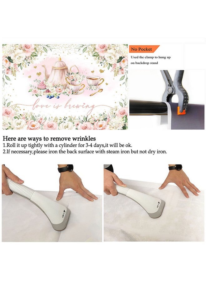 Love Is Brewing Backdrop Wedding Bridal Shower Party Decorations Valentine'S Tea Party Theme Photo Background Cake Table Banner (7X5Ft)