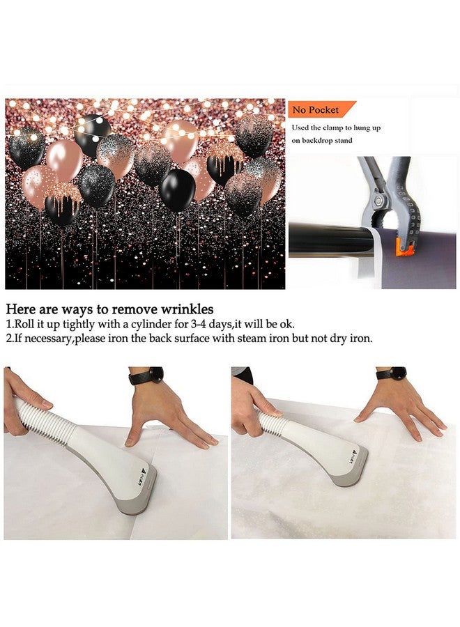 Rose Gold And Black Glitter Backdrop For Birthday Wedding Bridal Shower Photography Background Glitter Rose Gold Black Balloon Party Decorations Photoshoot Backdrops (7X5Ft)
