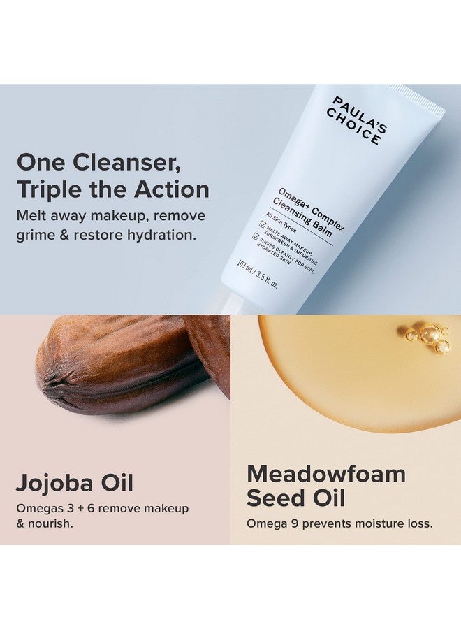 Omega Complex Cleansing Balm Double Cleanse Face Wash & Daily Makeup Remover Suitable For Dry & Sensitive Skin Mineral Oilfree Parabenfree & Fragrancefree 3.5 Fl Oz