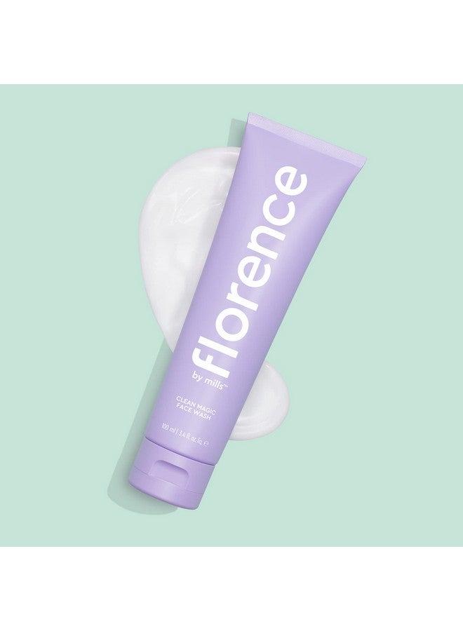 Clean Magic Face Wash ; Dewy + Creamy Face Wash ; Cleanses + Refreshes ; Removes Makeup + Clarifies Skin ; Vegan & Crueltyfree