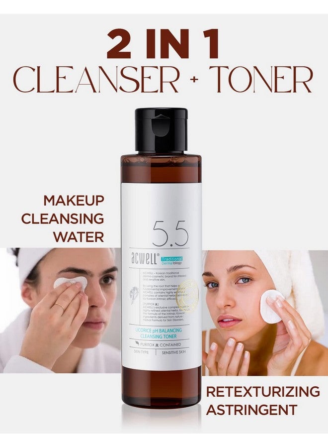 Licorice Ph Balancing Korean Toner For Cleansing 5.07 Fl.Oz. Ph5.5 Hydrating Makeup Cleansing Astringent Skin Clearing Reduce Pigmentation Acne And Dark Spots