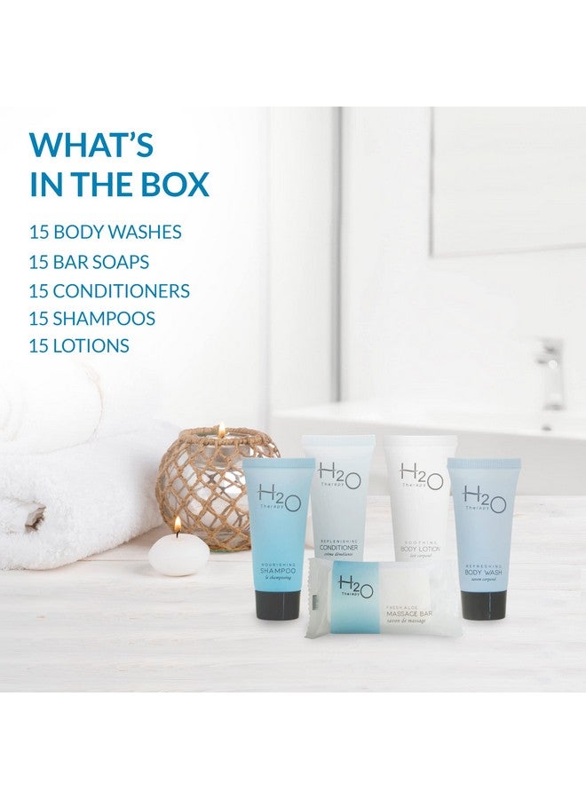 Hotel Soaps And Toiletries Bulk Set ; 1Shoppe Allinkit Amenities For Hotels & Airbnb ; .85Oz Hotel Shampoo & Conditioner Body Wash Body Lotion & 1 Oz Bar Soap Travel Size ; 75 Pieces