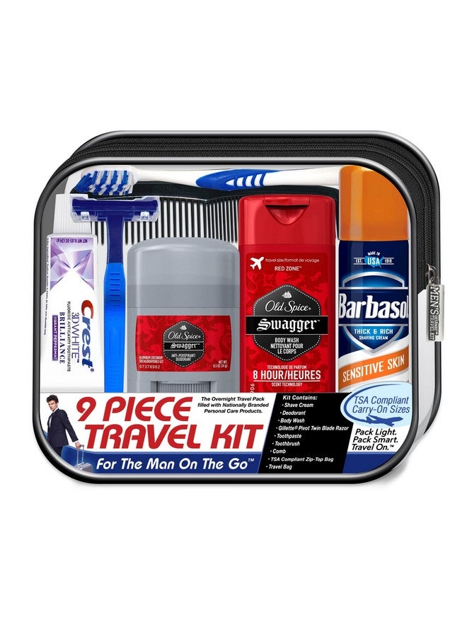 Men'S Deluxe 9Piece Kit With Travel Size Tsa Compliant Essentials Featuring: Old Spice Products In Reuseable Toiletry Bag