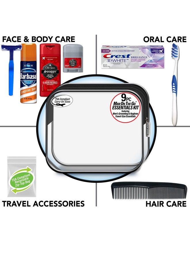 Men'S Deluxe 9Piece Kit With Travel Size Tsa Compliant Essentials Featuring: Old Spice Products In Reuseable Toiletry Bag
