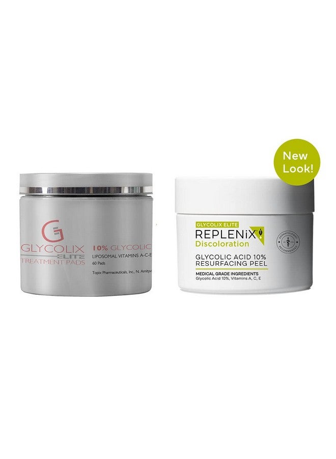 Glycolix Elite Glycolic Acid Resurfacing Peel Pads Medical Grade Brightening And Exfoliating Treatment Travel Friendly Pads 60 Ct.