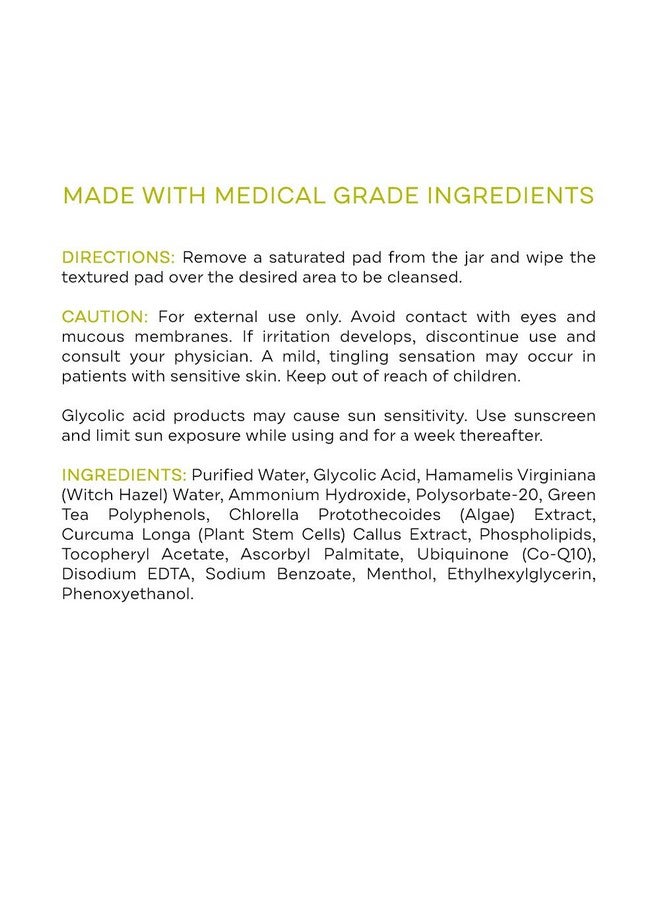 Glycolix Elite Glycolic Acid Resurfacing Peel Pads Medical Grade Brightening And Exfoliating Treatment Travel Friendly Pads 60 Ct.