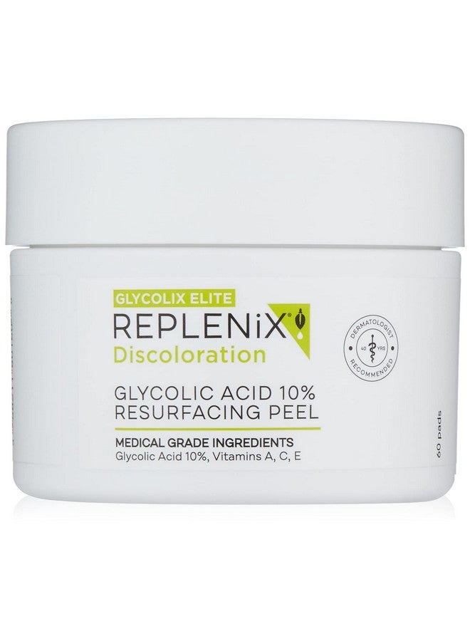 Glycolix Elite Glycolic Acid Resurfacing Peel Pads Medical Grade Brightening And Exfoliating Treatment Travel Friendly Pads 60 Ct.