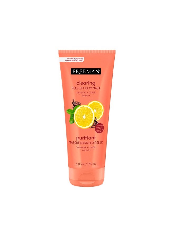 Clearing Sweet Tea & Lemon Peeloff Clay Facial Mask Antioxidant Rich Skincare Treatment Protects Skin And Lightens Dark Spots Face Mask For Combination Skin 6 Fl.Oz./175 Ml Tube