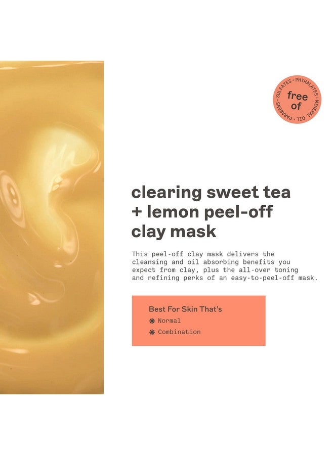 Clearing Sweet Tea & Lemon Peeloff Clay Facial Mask Antioxidant Rich Skincare Treatment Protects Skin And Lightens Dark Spots Face Mask For Combination Skin 6 Fl.Oz./175 Ml Tube