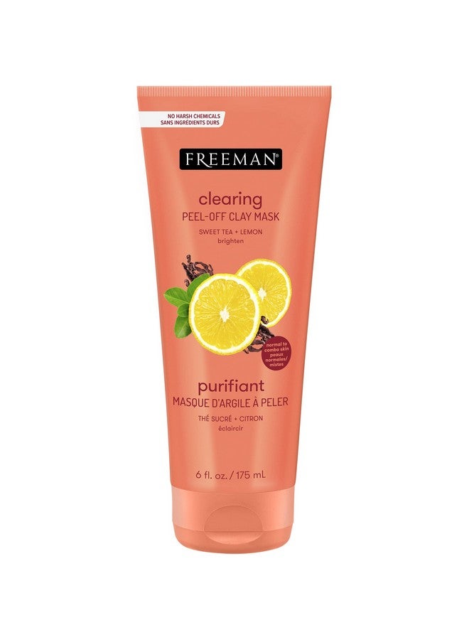 Clearing Sweet Tea & Lemon Peeloff Clay Facial Mask Antioxidant Rich Skincare Treatment Protects Skin And Lightens Dark Spots Face Mask For Combination Skin 6 Fl.Oz./175 Ml Tube