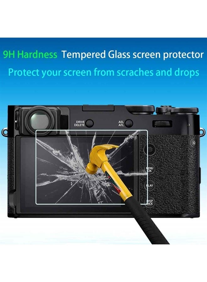 Screen Protector for Fujifilm X-T4 X100V Fuji XT4 X-100V Camera [3Pack] with Hot Shoe Cover, 0.3mm 9H Hardness Tempered Glass Cover Anti-Scrach Anti-Fingerprint Anti-Bubble