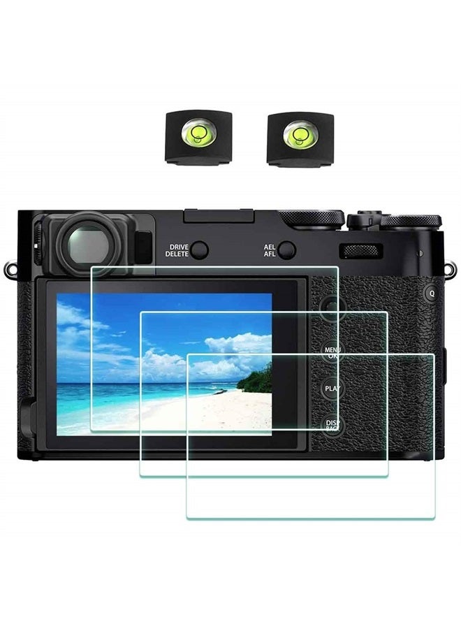 Screen Protector for Fujifilm X-T4 X100V Fuji XT4 X-100V Camera [3Pack] with Hot Shoe Cover, 0.3mm 9H Hardness Tempered Glass Cover Anti-Scrach Anti-Fingerprint Anti-Bubble