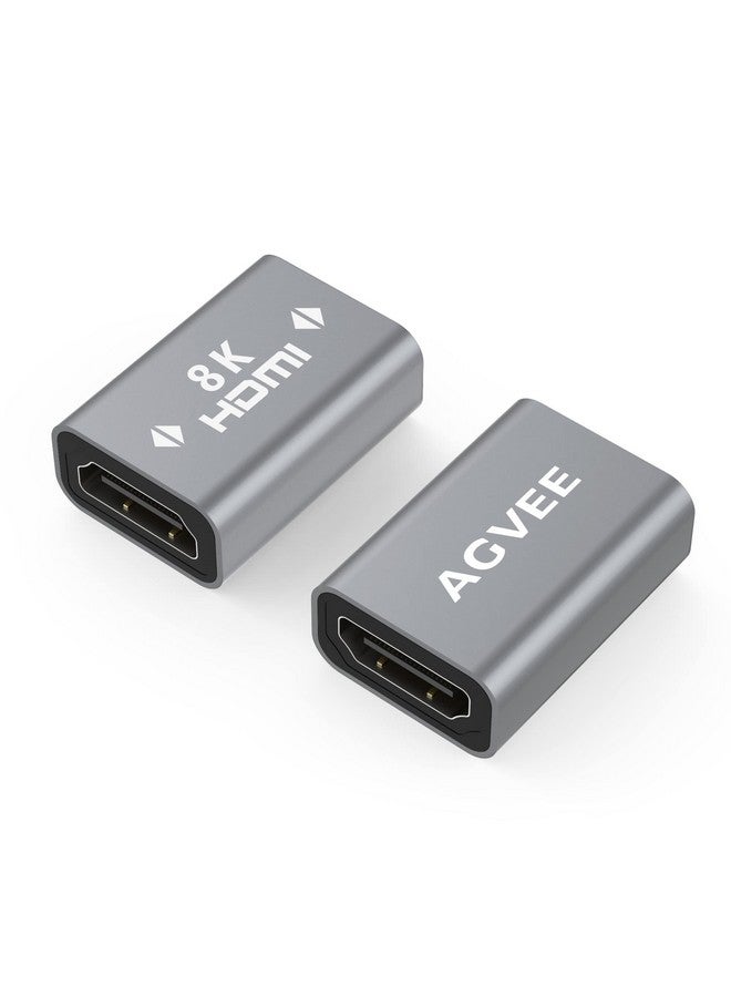 2 Pack Hdmi Coupler Female To Female 8K@60Hz Hdr Hdmi 2.1 Adapter Extension Connetor Backward Compatible With Hdmi 2.0 1.4 Alloy Shell For Hdtv Roku Stick Switch Xbox One Ps4 Pc Gray