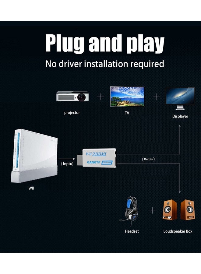 Wii To Hdmi Converter Wii To Hdmi 1080P With 5Ft High Speed Hdmi Cable Wii2 Hdmi Adapter Output Video&Audio With 3.5Mm Jack Audio Support All Wii Display 720P Nts
