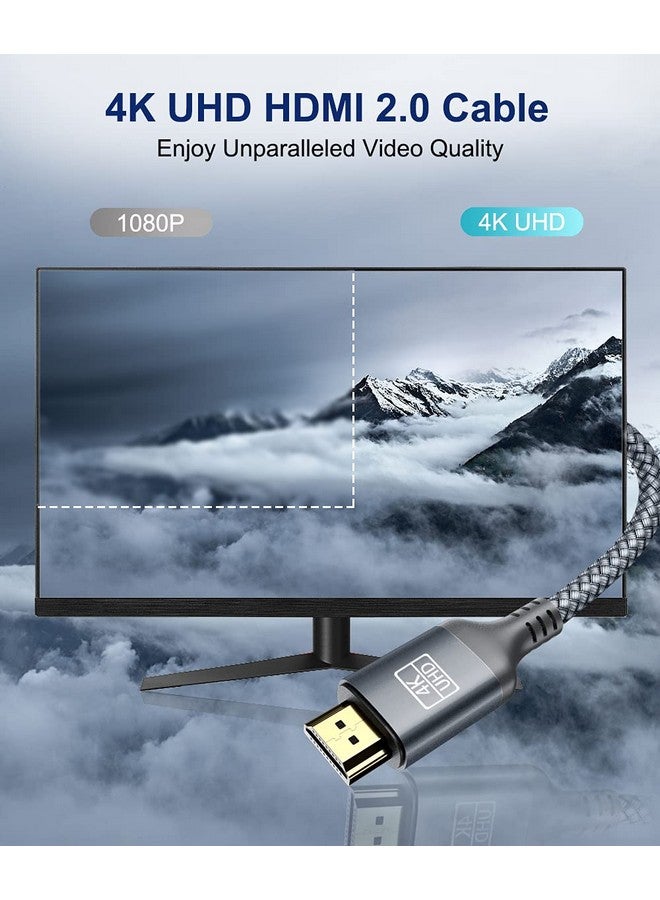 4K Hdmi Cable 30Ft 18Gbps High Speed Hdmi 2.0 Nylon Braided Cable 4K@60Hz Ultra Hd 2K 1080P Arc Compatible With Roku Tv Fire Tv Pc Ps5 Ps4 Xbox Monitor