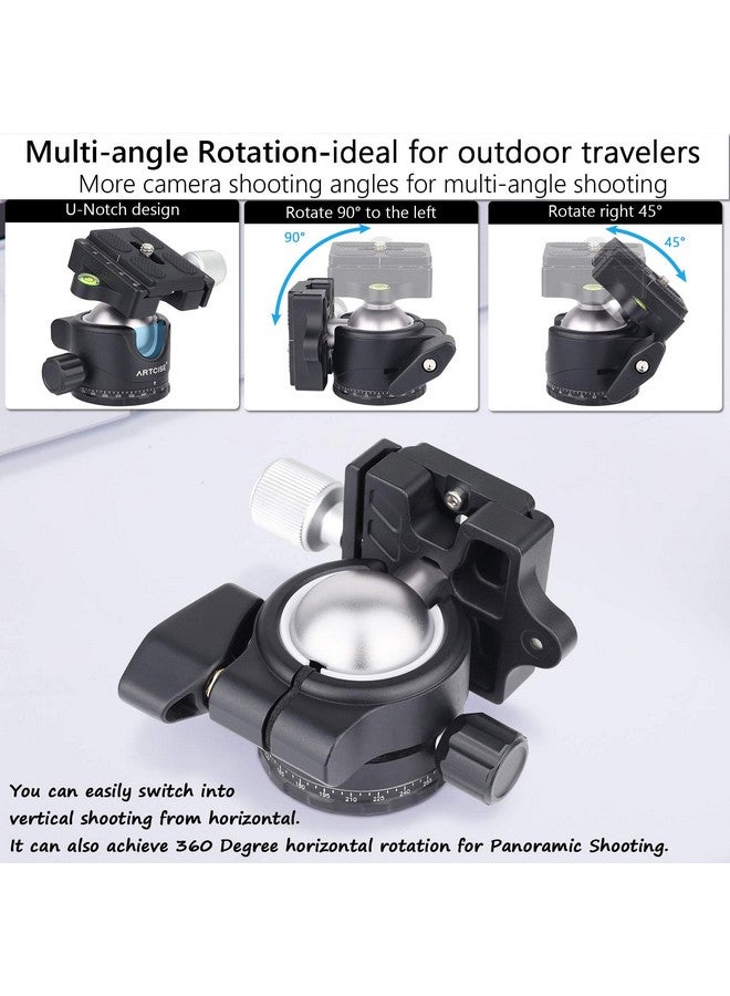 Low Profile Ball Head 36Mm Stability Panoramic Tripod Head 360 Rotating Professional Metal Ballhead With 1 4 Inch Qr Plate For Dslr Cameras Tripods Monopods Camcorder Slider Max Loading 33Lbs 15Kg