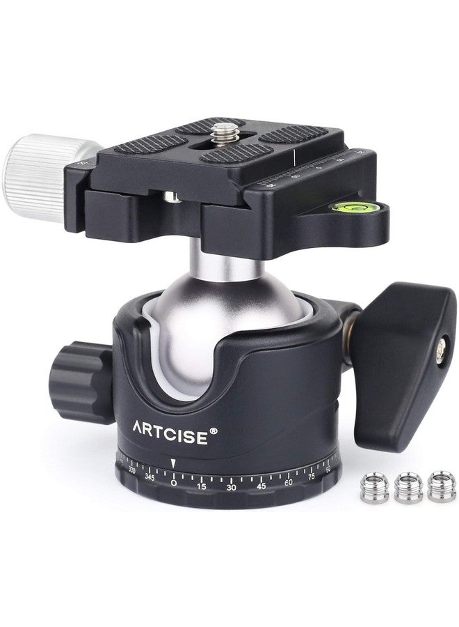 Low Profile Ball Head 36Mm Stability Panoramic Tripod Head 360 Rotating Professional Metal Ballhead With 1 4 Inch Qr Plate For Dslr Cameras Tripods Monopods Camcorder Slider Max Loading 33Lbs 15Kg