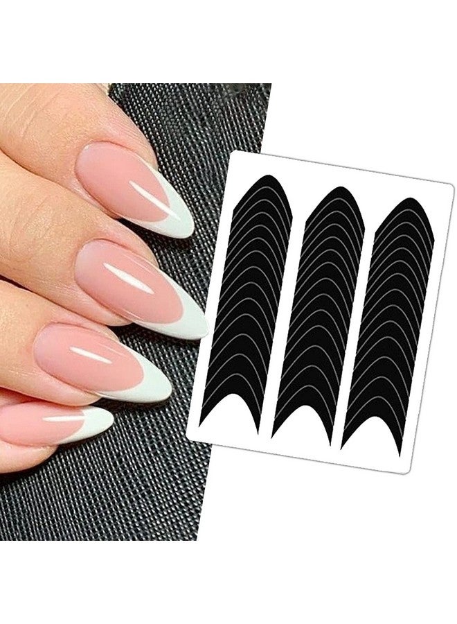 1512 Pcs French Tip Nail Guides Selfadhesive French Smile Manicure Strip Stickers For Edge Auxiliary Black Diy Decoration Stencil Tools(Moon Shape Design 36 Sheets)